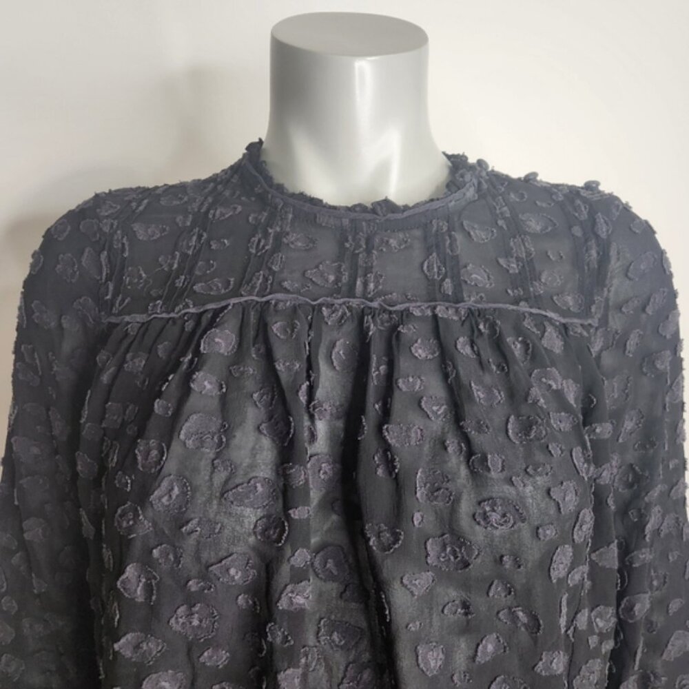 Aritzia X Wilfred Black Lourdes Collared Long Sleeve Sheered Blouse Size S - Picture 3 of 13